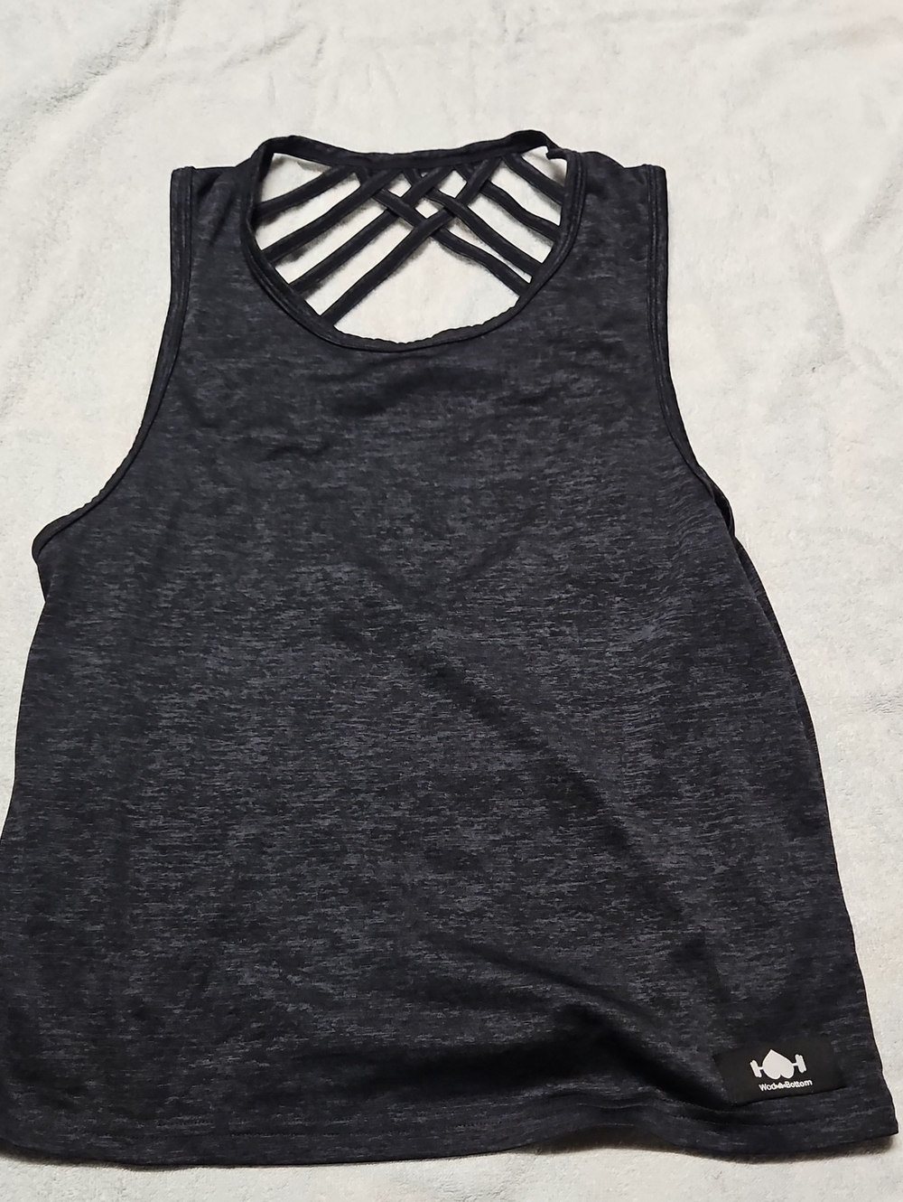 WOD Bottom Medium Strappy Crisscross Back Black/Gray Tank Top